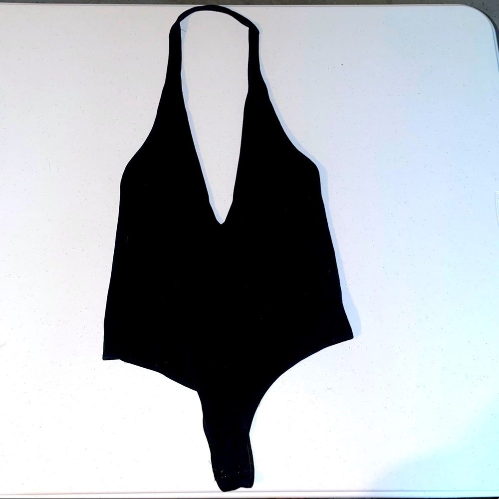 Black halter bodysuit